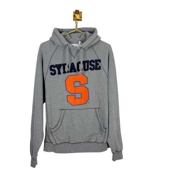 Syracuse Gray Hoodie Sweatshirt Blue 84 Embroidered Orange S Spell Out Sz M - Picture 1 of 7